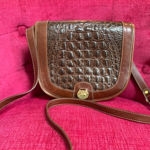 Vintage Brahmin brown croc leather crossbody bag